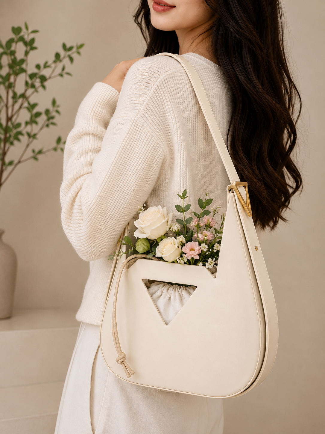 Bloom Ivory Flora Shoulder BaG