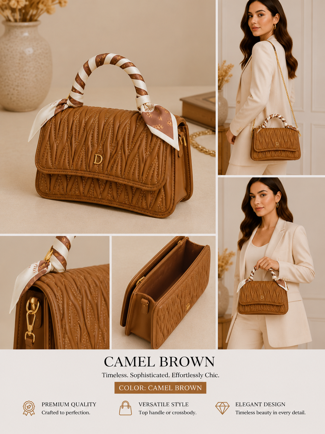 Bloom Luxe Quilted Top Handle Bag