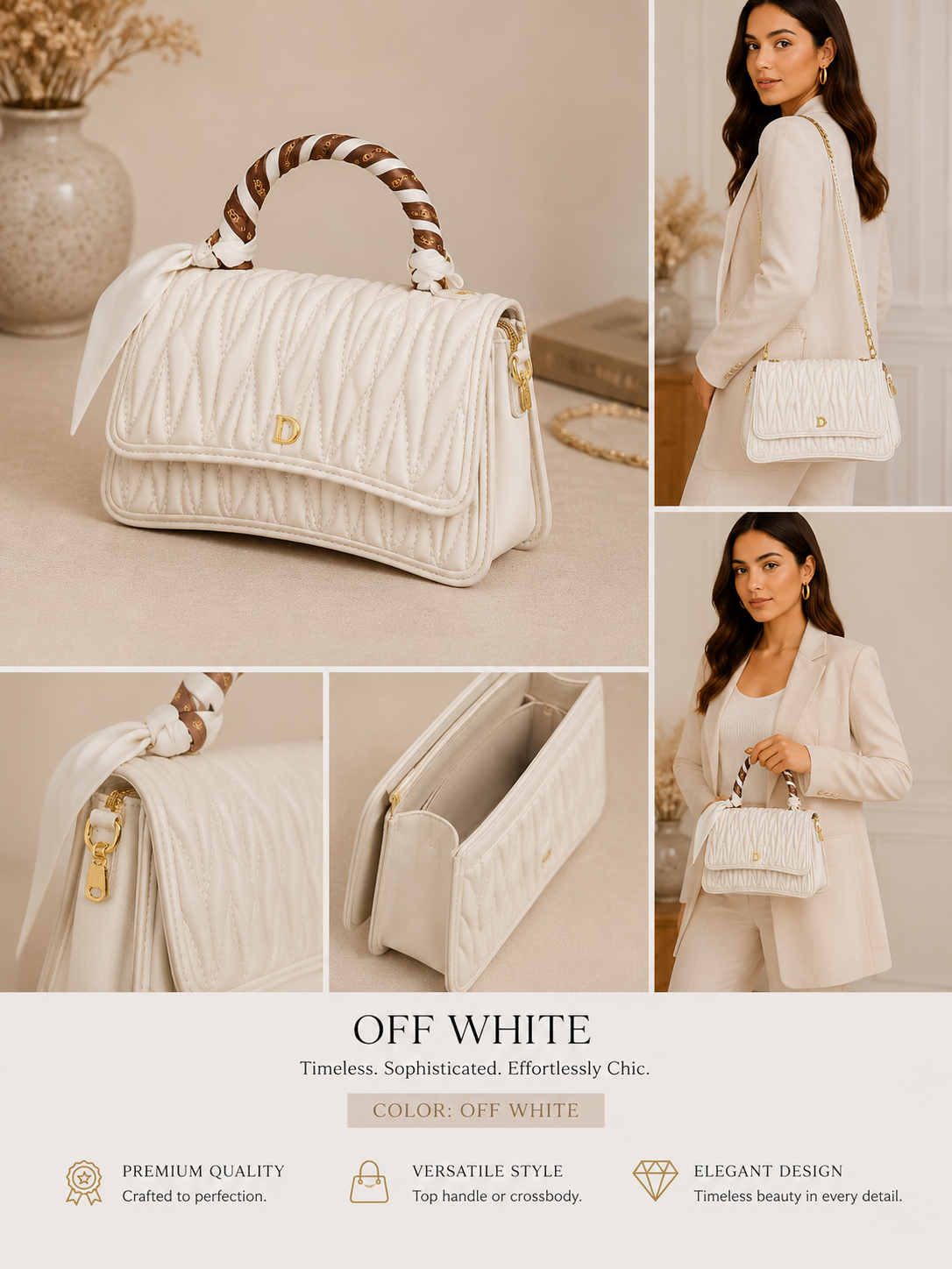 Bloom Luxe Quilted Top Handle Bag